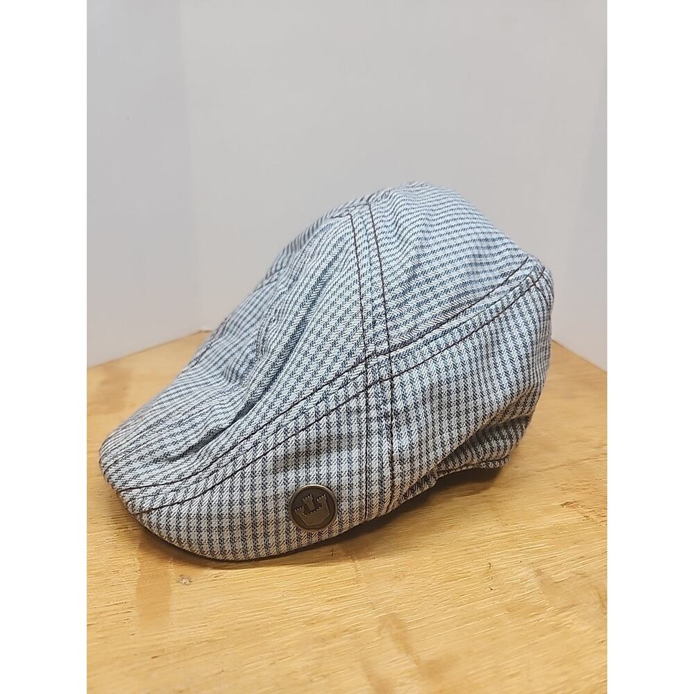 Goorin‎ Bros Blue Checked Men Newsboy Duckbill Flat Hat Blue Stripes
